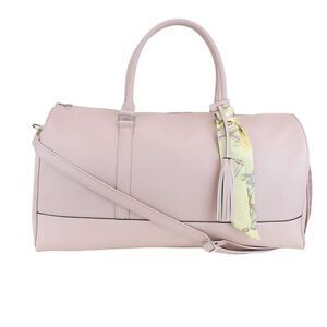 SAFFIANO PU LEATHER DUFFEL WEEKEND BAG IN PINK‎